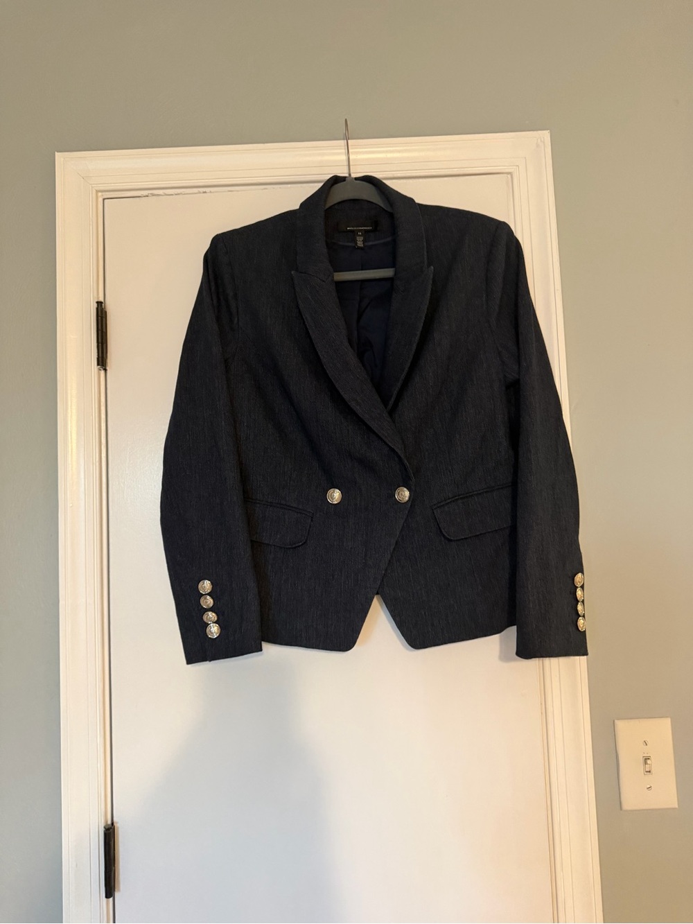 Womens Navy Double-Breasted Blazer Jacket - White House Black Market size 14
